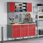vidaXL 7-tlg. Werkbank-Set Rot Stahl