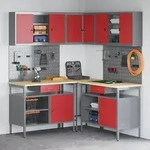 vidaXL 10-teiliges Werkzeuglager-Set aus rotem Holz und Metall