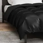 vidaXL Winterbettdecke Schwarz 140 x 200 cm Satin und Mikrofaser