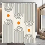 Duschvorhang 200x200cm Geometrische Kurve, Beschwerter Saum