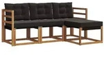 vidaXL Outdoor-Sofagarnitur mit Kissen 4 pcs Nat&uuml;rlich und Schwarz