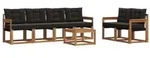 vidaXL Outdoor-Sofagarnitur mit Kissen 7 pcs Nat&uuml;rlich und Schwarz