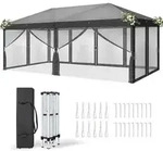 Faltpavillon 3x6m Anthrazit, Wasserdicht, UV 50+, 6 Moskitonetze