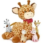 MorisMos riesen Giraffe Kuscheltier XXL mit 4 Pl&uuml;sch Giraffe Baby im Bauch,...