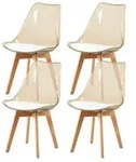 H.J WeDoo 4er Set Braun Transparente Esszimmerst&uuml;hle im Skandinavischen Stil, 4