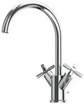 Steinberg Waschtisch-Zweigriffarmatur mit Ablaufgarnitur, Ausladung 155mm, chrom, 1