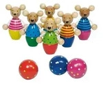 Goki 56943 - Kegelspiel Speedy, M&auml;use-Kegel aus Holz