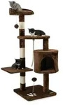 lionto Kratzbaum f&uuml;r Katzen 112 cm hoch, mit H&ouml;hle, Sisalseil, Pl&uuml;schb&auml;llen &