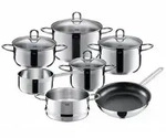 Silit Diamant Topfset Induktion 7-teilig, Kochtopf Set mit Glasdeckel, Pfanne,