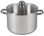 Kr&uuml;ger A28 Gro&szlig;raumtopf aus Edelstahl mit Glasdeckel, &Oslash; 28cm, 12,5 Liter, silber