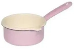 Riess Stielkasserolle mit gro&szlig;em Ausguss &Oslash;12cm 0,5L Pastell Rosa Emaille