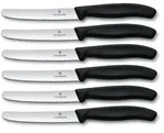 Victorinox - 6-tlg. Tafelmesser Set Swiss Classic mit Wellenschliff - Schwarz -