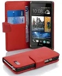 Cadorabo Schutzh&uuml;lle f&uuml;r HTC Desire 600 H&uuml;lle in Rot Handyh&uuml;lle Etui Case