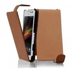 Cadorabo Schutzh&uuml;lle f&uuml;r Sony Xperia C H&uuml;lle in Braun Flip Etui Handyh&uuml;lle Case