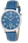 MasterTime Herren-Funkuhr MTGA-10493-32L, analog-digital, Blau, Lederarmband
