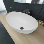 vidaXL Luxus Keramik Waschbecken Oval Wei&szlig; 40 x 33 cm