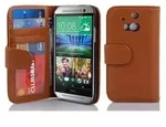 Cadorabo H&uuml;lle f&uuml;r HTC ONE M8 in Braun Backcover Handy Schutz H&uuml;lle Book Case