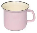Riess Topf mit Chromrand &Oslash;12cm 1L Pastell Rosa Emaille