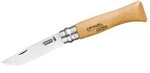 Opinel Messer No 08 Carbon Griff Buche 8,5cm lange Carbonstahlklinge, silber/natur