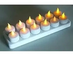 ChiliTec LED Teelichter, 12er Set, mit Windschutz wiederaufladbar auf Ladestation