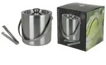Edelstahl Eisw&uuml;rfeleimer mit Henkel und Zange, 15 x 16 cm, silber