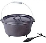 El Fuego Dutch Oven Schwarz Kasan Gusseisen mit Deckelheber 8,46 Liter (AY463)