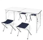 vidaXL Campingtisch mit 4 Hockern Klappbar H&ouml;henverstellbar 120x60 cm
