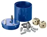 BestSaller 3005 SUPER SIX W&uuml;rfelspiel Aluminum, 36 Spielst&auml;bchen & 2 W&uuml;rfel, blau