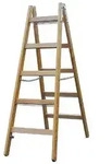 Sprossen-DoppelLeiter, (Holz), Arbeitsh&ouml;he 2,78 m,Standh&ouml;he 1,5 m,...