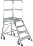 Podesttreppe 7 Plattform-H.1680mm Stufen u.Plattfom Alu.geriffelt eins.ZARGES