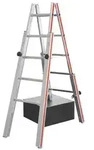 Treppenstehleiter aus Aluminium, beidseitig begehbar, 2x5 Sprossen, L&auml;nge 1,45 m