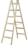 Holz-Stehleiter mit Sprossen beidseitig begehbar 2 x 6 Sprossen. HYMER 485811 49