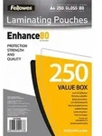 250 Fellowes Laminierfolien gl&auml;nzend f&uuml;r A4 80 micron