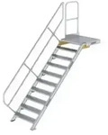 Treppe mit Plattform 45&deg; Stufenbreite 800 mm 10 Stufen Aluminium geriffelt