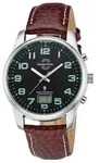 MasterTime Herren-Funkuhr MTGA-10426-22L, braunes Lederarmband, analog-digital