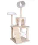 lionto Kratzbaum, stilvoller 133 cm Katzenbaum mit Pl&uuml;schbezug, robusten