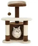 lionto Kratz- & Spielbaum, 65 cm stabiler Katzenbaum mit Sisalst&auml;mmen, Pl&uuml;schh&ouml;hle