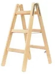 Hymer Holz Sprossenstehleiter mit Eimerhaken 2x3 Sprossen