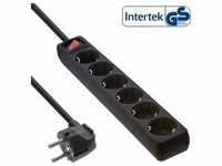 InLine® Steckdosenleiste, 6-fach Schutzkontakt, mit Schalter, 1,5m, schwarz Strom /