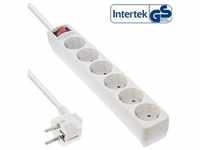 InLine® Steckdosenleiste, 6-fach Schutzkontakt, mit Schalter, weiß, 5m Strom /