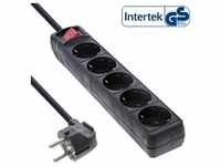 InLine® Steckdosenleiste, 5-fach Schutzkontakt, mit Schalter, 1,5m, schwarz Strom /