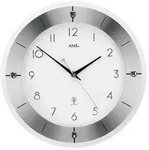 AMS. Wanduhr 5848, Funk, Aluminiumgeh&auml;use, wei&szlig;es Zifferblatt, Mineralglas