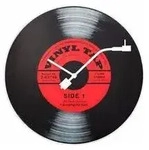 "8141 - Wanduhr "Vinyl Tap", Glas, Schwarz, &Oslash; 43 cm"