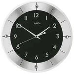 AMS 5849 Funk-Wanduhr, schwarzes Zifferblatt, geschliffenes Alu