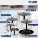 Kopf Topfset Merkur aus Edelstahl - Induktionst&ouml;pfe mit Sch&uuml;ttrand, Literskala und