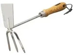 Siena Garden 599446 ClassicLine Doppelhacke Edelstahl mit Holzgriff, silber/natur (1