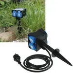 ChiliTec 21456 Gartensteckdose mit Erdspie&szlig;, 4-fach IP44, 2m Kabel