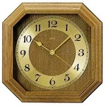 AMS 5864/4 Funk-Wanduhr, Eiche rustikal, Messing, Mineralglas