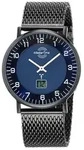 MasterTime Herren-Funkuhr MTGS-10559-32M, analog-digital, Blau, Milanaise-Band