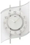 AMS. Wanduhr 5506, Funk, silbernes Metallgeh&auml;use, geschwungenes Mineralglas